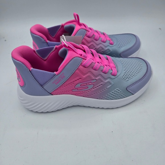 Skechers Hands Free Slip On Swift Fit Kids Sneakers Pink Purple Size 2 - Picture 1 of 9